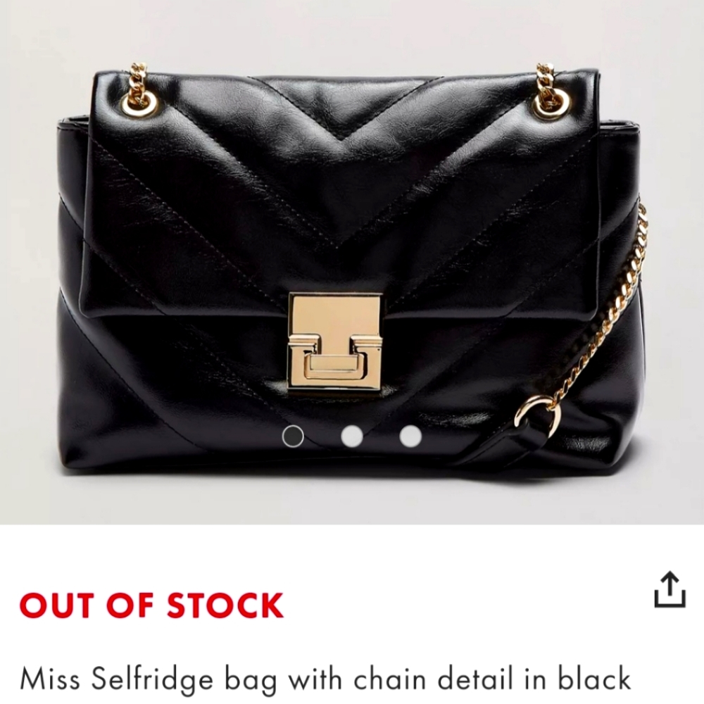 Miss Selfridge bag with chain detail in black